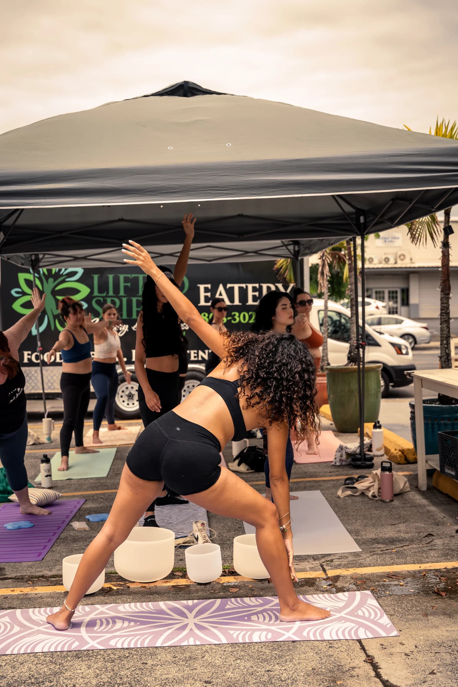 A movement session at a neighborhood market