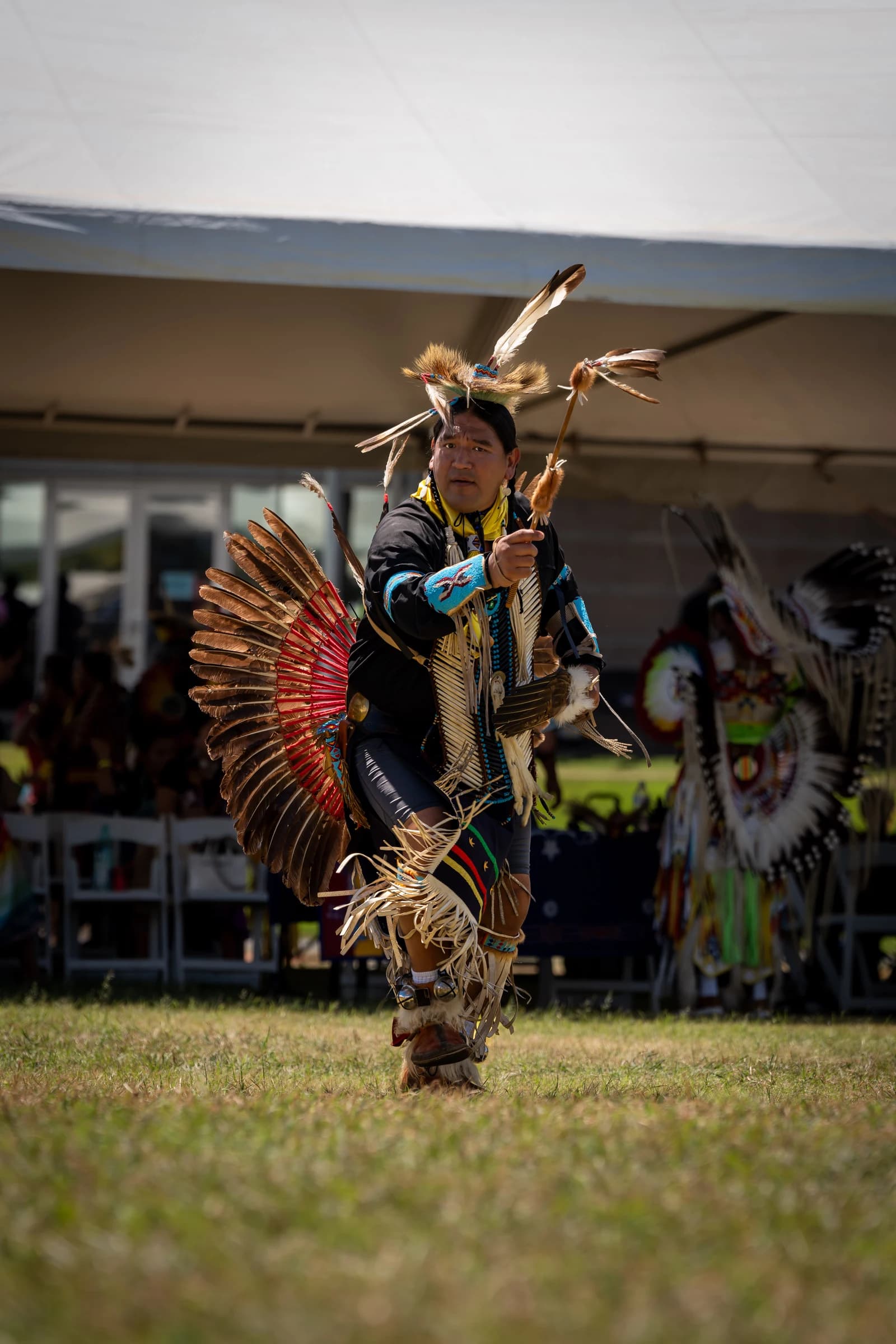 Community members gathered at a powwow