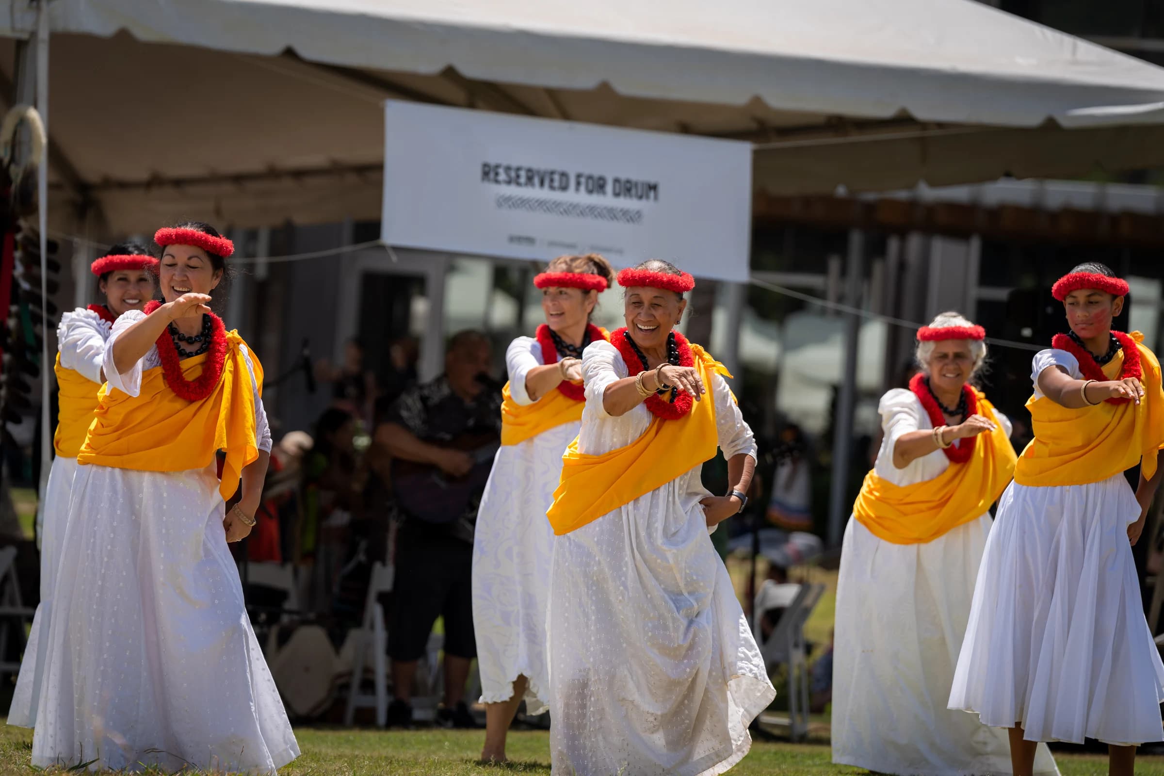 Performers at an intertribal powwow